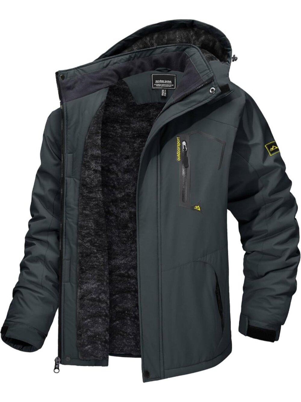 〽️Men's Grey Winter Skiing Waterproof Thermal Windproof Fleece Lined Snow Coat